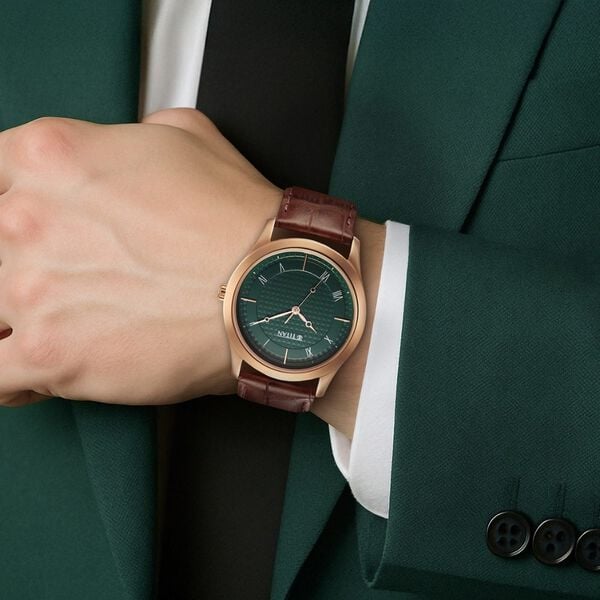 Titan 1823WL02 Green Dial Brown Leather Strap Men’s Analog Watch