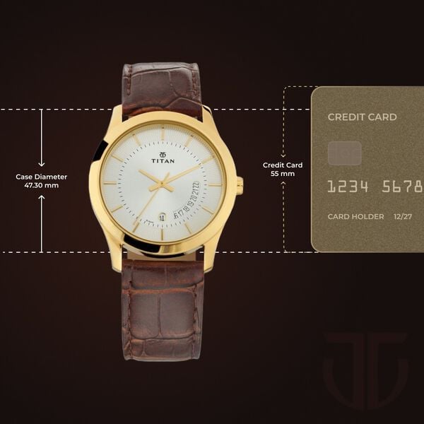Titan 1823YL01 Men’s Analog Watch | Silver Dial & Brown Leather Strap | Quartz Date Watch