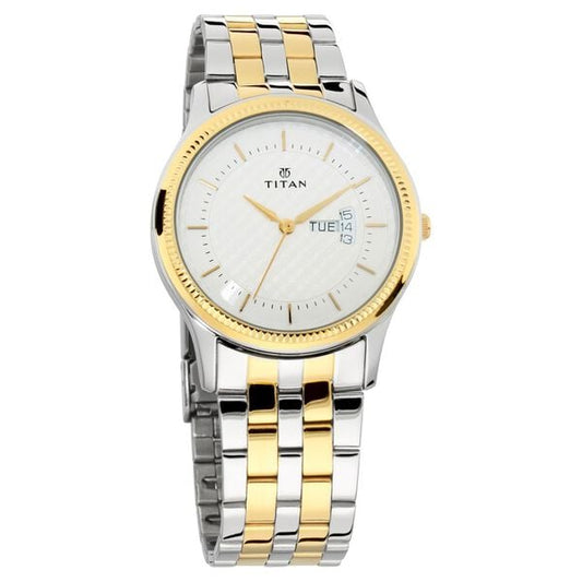 Titan 1824BM01 Men Silver Dial Stainless Steel Strap Quartz Day-Date Watch