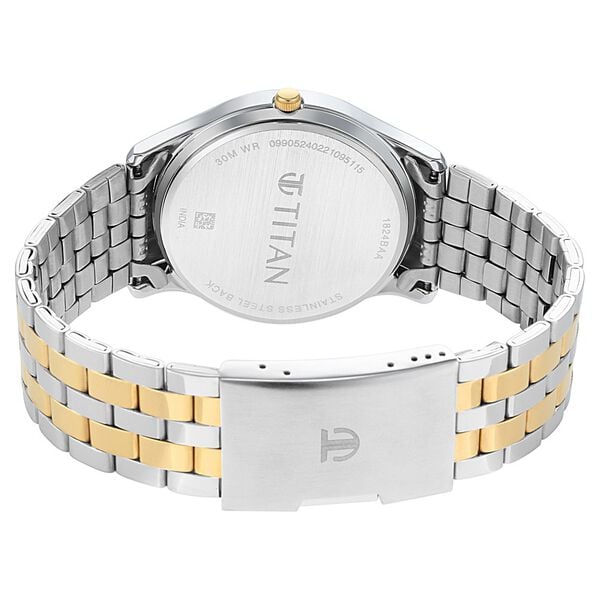 Titan 1824BM02 Men Silver-White Dial Two-Tone Metal Strap Quartz Watch