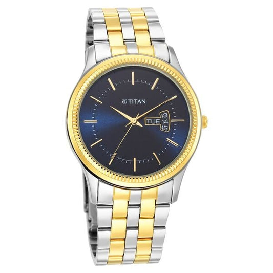 Titan 1824BM03 Men Black Dial Leather Strap Quartz Watch