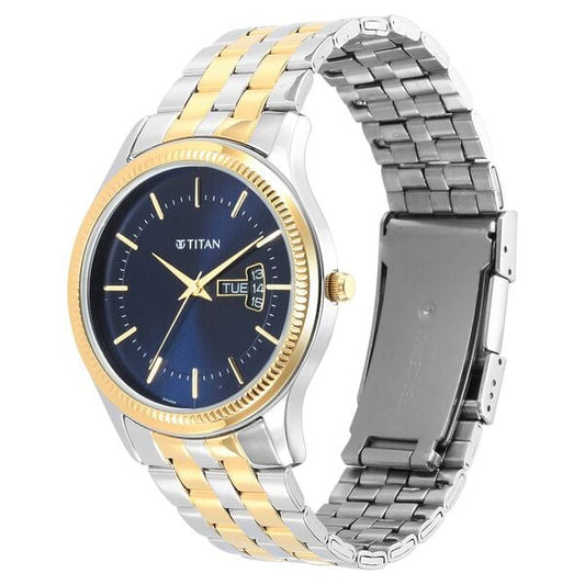 Titan 1824BM03 Men Black Dial Leather Strap Quartz Watch