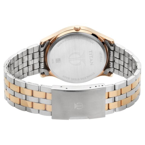 Titan 1824KM01 Brown Dial Analog Quartz Stainless Steel Men’s Watch – Two-Toned Band, Round Case, Day & Date Display