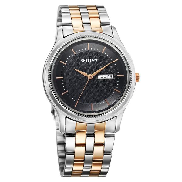 Titan 1824KM02 Men’s Analog Quartz Watch — Blue Dial & Two-Tone Stainless Steel Strap