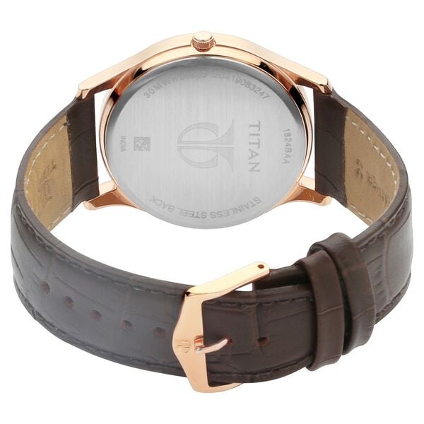 Titan 1824WL01 Blue Dial Analog Watch for Men – Brown Leather Strap, Quartz Movement