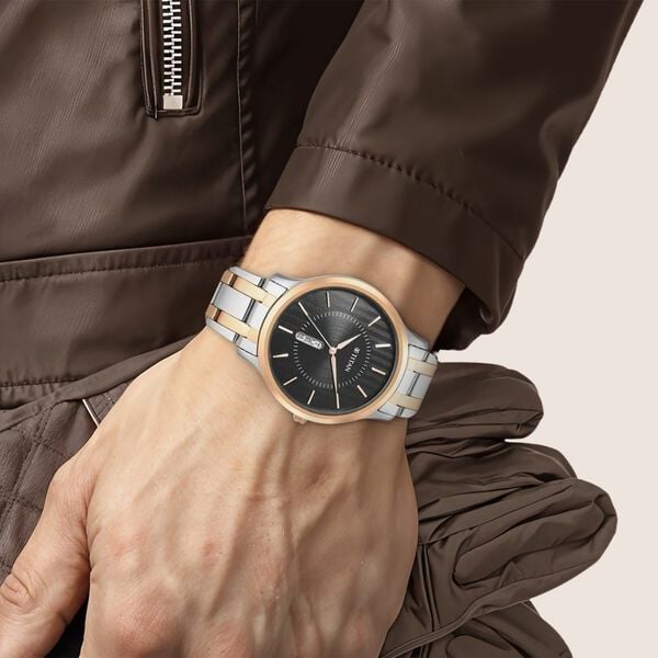 Titan 1825KM02 Men Black Dial Two-Tone Stainless Steel Strap Quartz Watch
