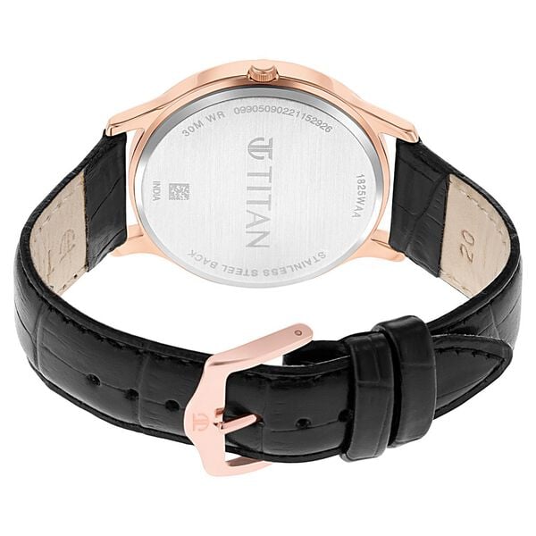 Titan 1825WL03 Karishma Black Dial Analog with Date Leather Strap Watch – Men