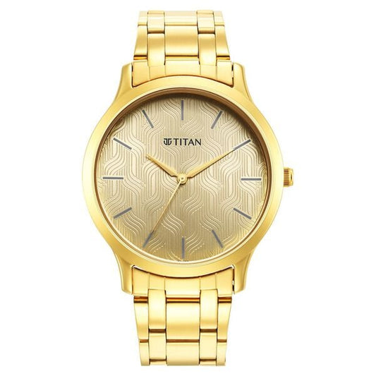 Titan 1825YM03 Karishma Radiance Champagne Dial Analog Quartz Watch – Men