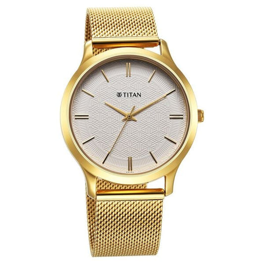 Titan 1825YM11 Karishma Quartz Analog White Dial Stainless Steel Strap Watch – Men
