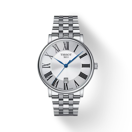 Tissot T1224101103300 Silver Dial 40 mm Men’s Swiss Quartz Carson Premium Watch – Stainless Steel Case & Bracelet, Sapphire Crystal