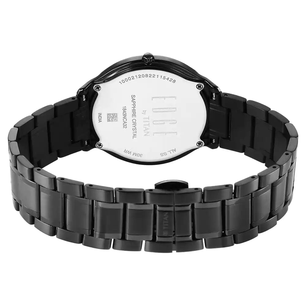 Titan 1843NM03 Edge Metal Black Dial Men's Ultra Slim Stainless Steel Analog Watch