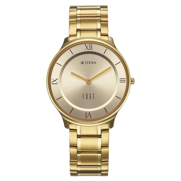 Titan 1843YM03 Champagne Dial Men's Gold Stainless Steel Analog Watch