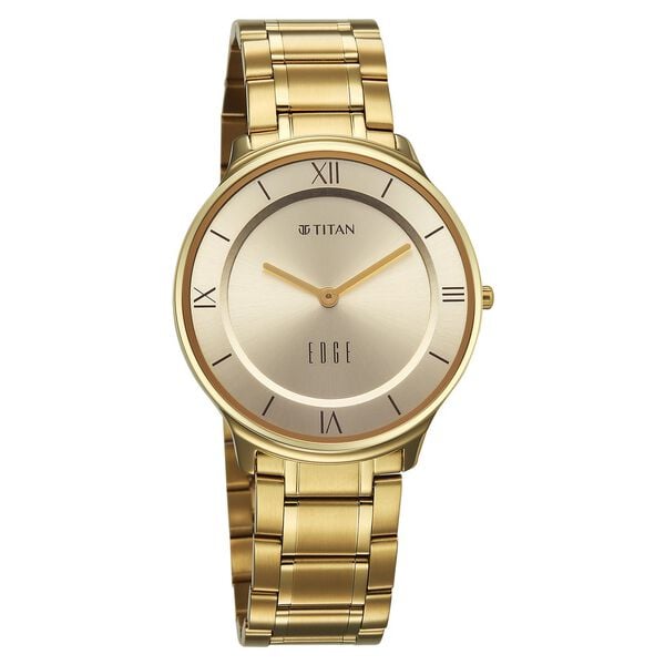 Titan 1843YM03 Champagne Dial Men's Gold Stainless Steel Analog Watch