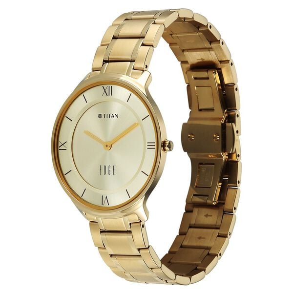Titan 1843YM03 Champagne Dial Men's Gold Stainless Steel Analog Watch