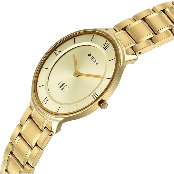 Titan 1843YM03 Champagne Dial Men's Gold Stainless Steel Analog Watch
