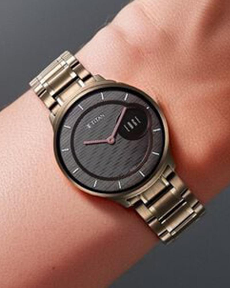 Titan 1843QM02 Edge Baseline Quartz Analog Brown Dial Grey Stainless Steel Men's Watch