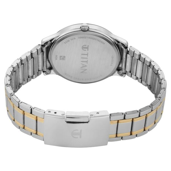 Titan 1845BM01 Men’s Quartz Analog Watch with Black Dial & Two-Tone Metal Strap