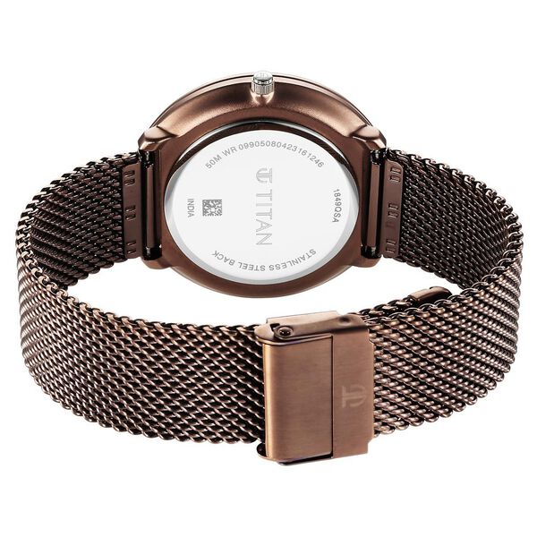 Titan 1849KM04 Analog Quartz Men’s Watch with Brown Dial and Brown Stainless Steel Strap