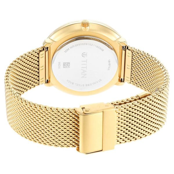 Titan 1849YM01 Black & Gold Quartz Analog Men’s Watch with Silver Dial, Date Display & Gold Stainless Steel Strap