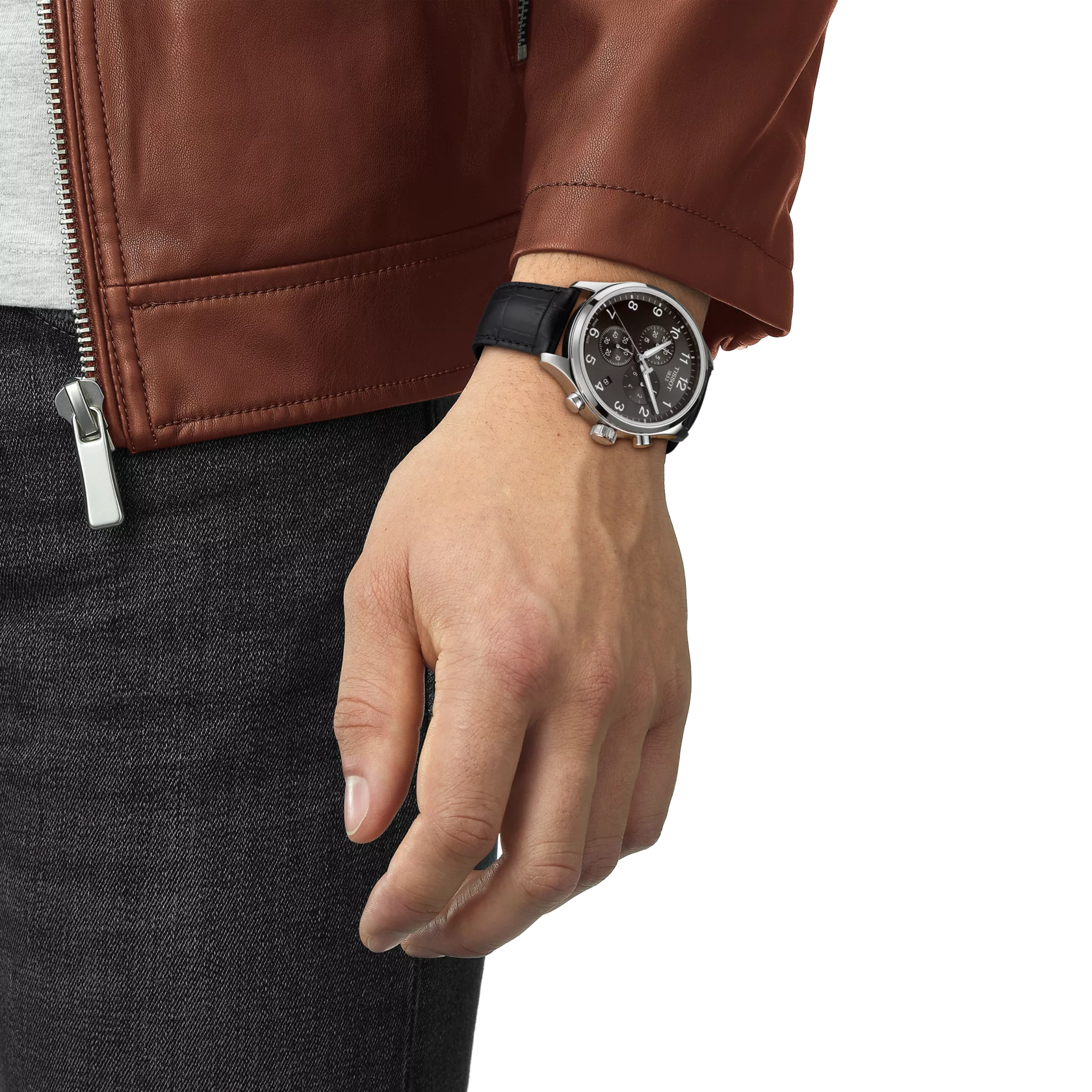 Tissot T1166171605700 Black Dial Men’s Swiss Quartz Chronograph Watch – Stainless Steel Case, Black Leather Strap, Sapphire Crystal