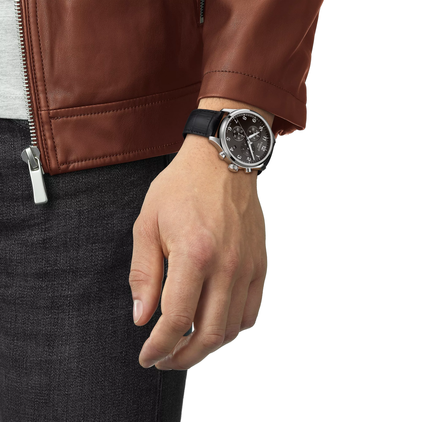 Tissot T1166171605700 Black Dial Men’s Swiss Quartz Chronograph Watch – Stainless Steel Case, Black Leather Strap, Sapphire Crystal