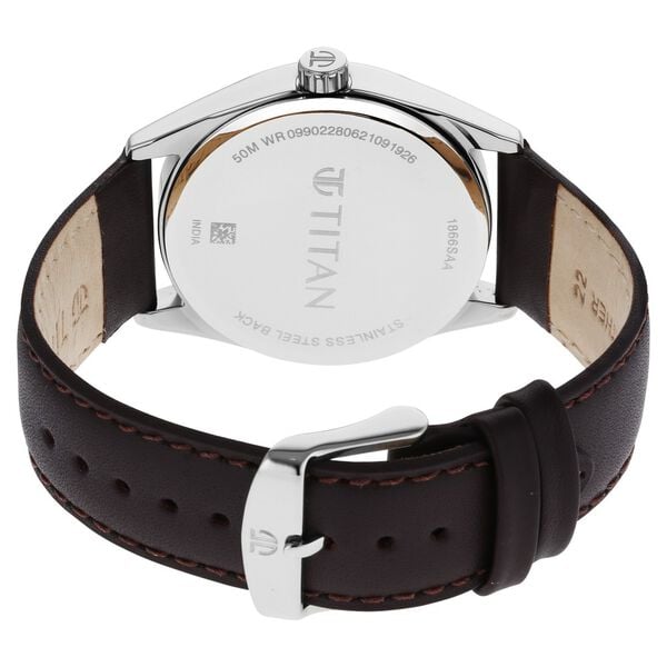 Titan 1866SL02 Men Brown Dial Leather Strap Quartz Round Watch