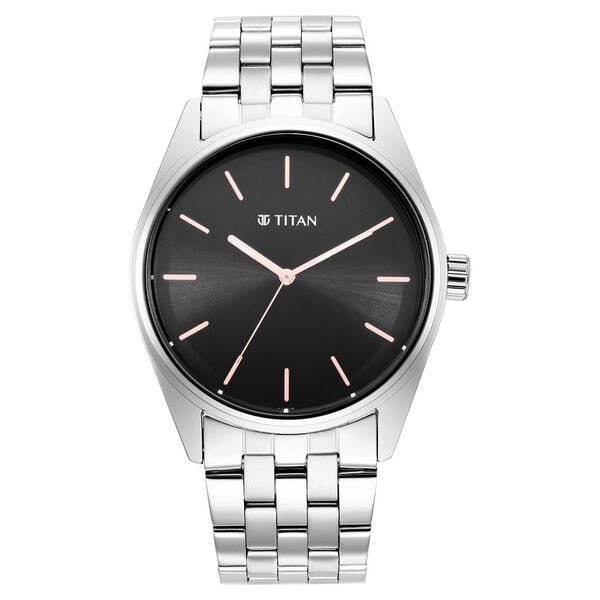 Titan 1866SM01 Men Black Dial Stainless Steel Strap Quartz Watch