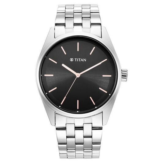 Titan 1866SM01 Men Black Dial Stainless Steel Strap Quartz Watch