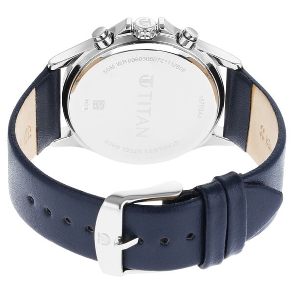Titan 1870SL01 Workwear Blue Dial Analog Quartz Dual Time Leather Strap Watch – Men