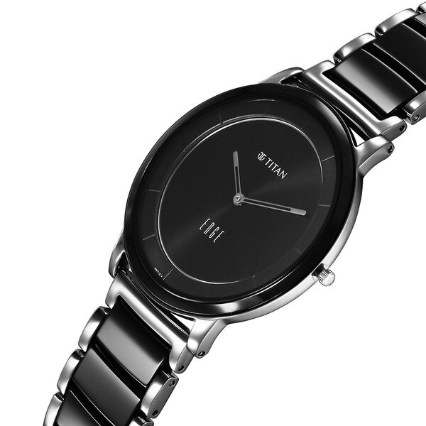 Titan 1878KD01 Men’s Black-Dial Quartz Watch with Two-Tone Stainless Steel & Ceramic Strap