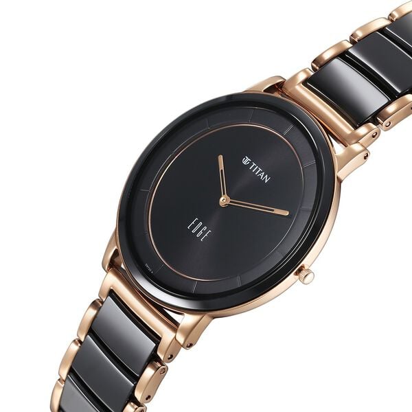 Titan 1878KD03 Men’s Black Dial Black Steel & Ceramic Strap Quartz Analog Watch – Round Ceramic Case, Sapphire Crystal, Butterfly Clasp
