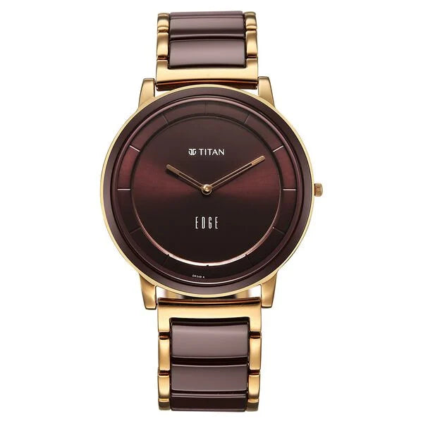 Titan 1878KD08 Brown Dial Men's Two-Tone Steel & Ceramic Analog Watch