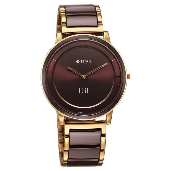 Titan 1878KD08 Brown Dial Men's Two-Tone Steel & Ceramic Analog Watch