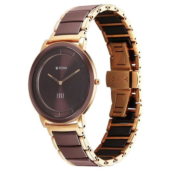 Titan 1878KD08 Brown Dial Men's Two-Tone Steel & Ceramic Analog Watch