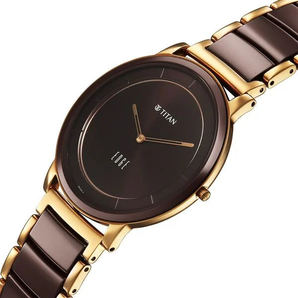 Titan 1878KD08 Brown Dial Men's Two-Tone Steel & Ceramic Analog Watch