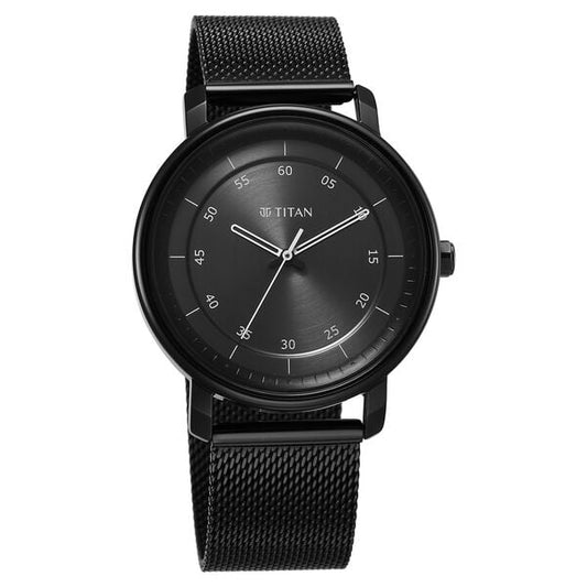 Titan 1884NM01 Anthracite Dial Analog Quartz Stainless Steel Strap Men’s Watch – Black Band, Round Case, Workwear