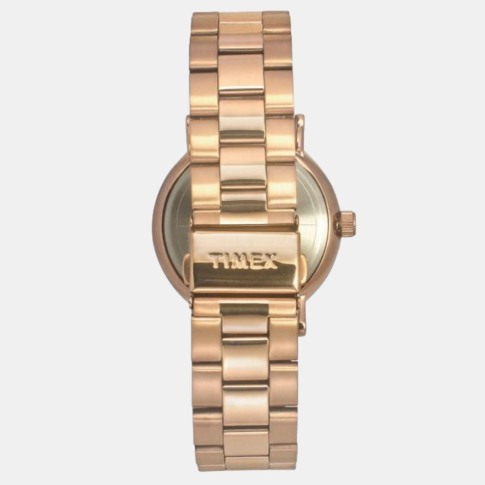 Timex TWEG20018 Men’s Black Dial Quartz Chronograph Watch with Rose Gold Stainless Steel Strap