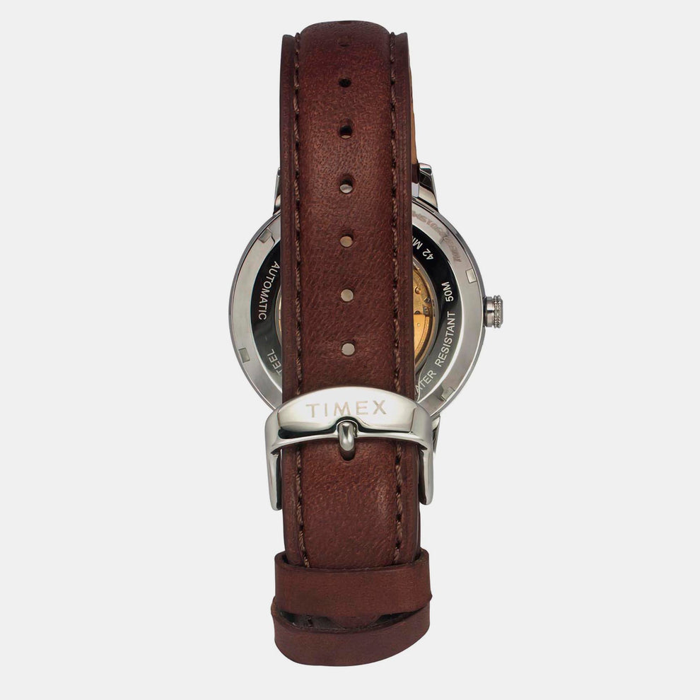 Timex TWEG23501 Men’s Blue Dial Quartz Analog Round Leather Strap Watch