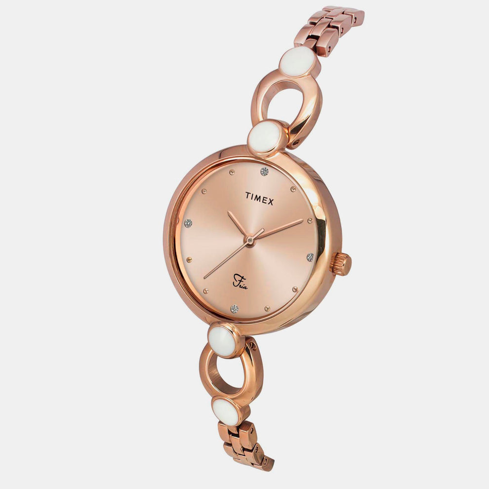 Timex TWEL18103 Women’s Rose-Gold Dial Quartz Analog Watch