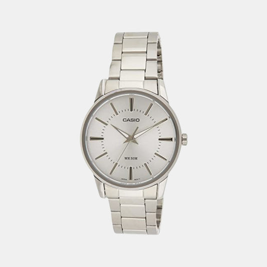 Casio A494 Analog Quartz Men’s Enticer Watch | Silver Dial | Silver Stainless Steel Strap | 50 m Water Resistant