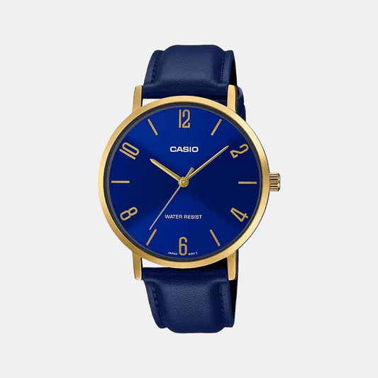 Casio A1820 Enticer Men’s Quartz Analog Watch with Blue Dial, Blue Leather Strap
