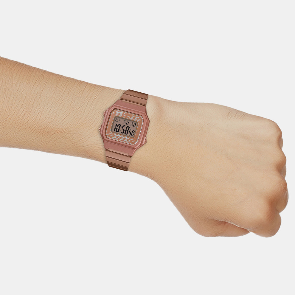 Casio D200 Vintage Unisex Quartz Digital Watch with Rose Gold Dial & Black Display