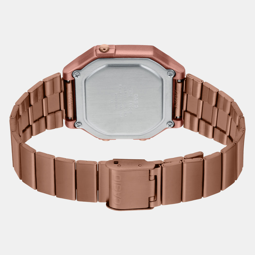Casio D200 Vintage Unisex Quartz Digital Watch with Rose Gold Dial & Black Display