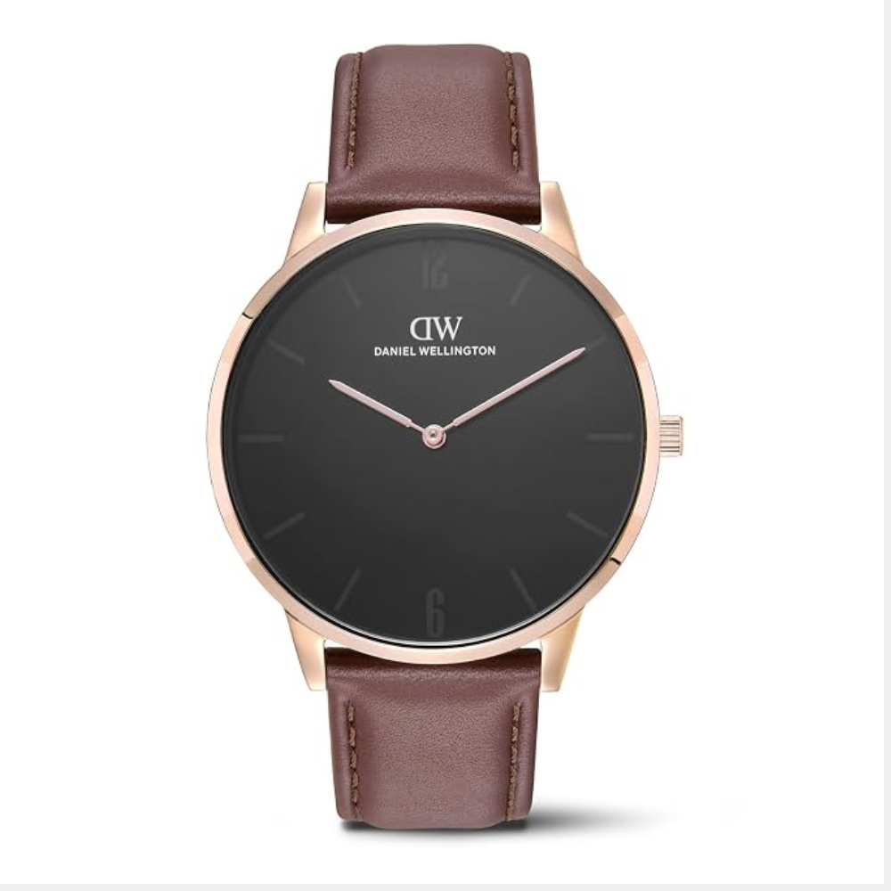 Daniel Wellington DW0DG2001 Black Dial Men's Round Analog Brown Strap Watch