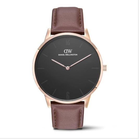 Daniel Wellington DW0DG2001 Black Dial Men's Round Analog Brown Strap Watch