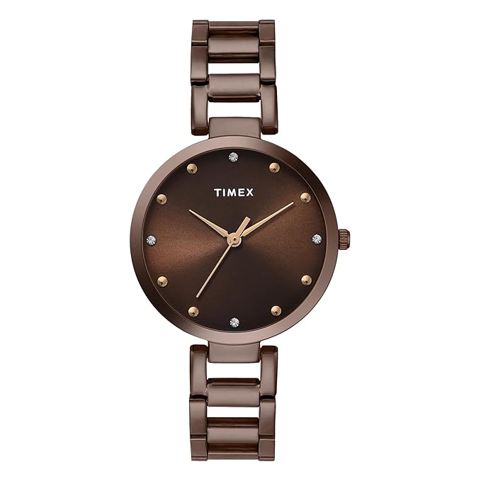 Timex TW000X272 Women’s Brown Dial Analog Watch with Stainless Steel Strap