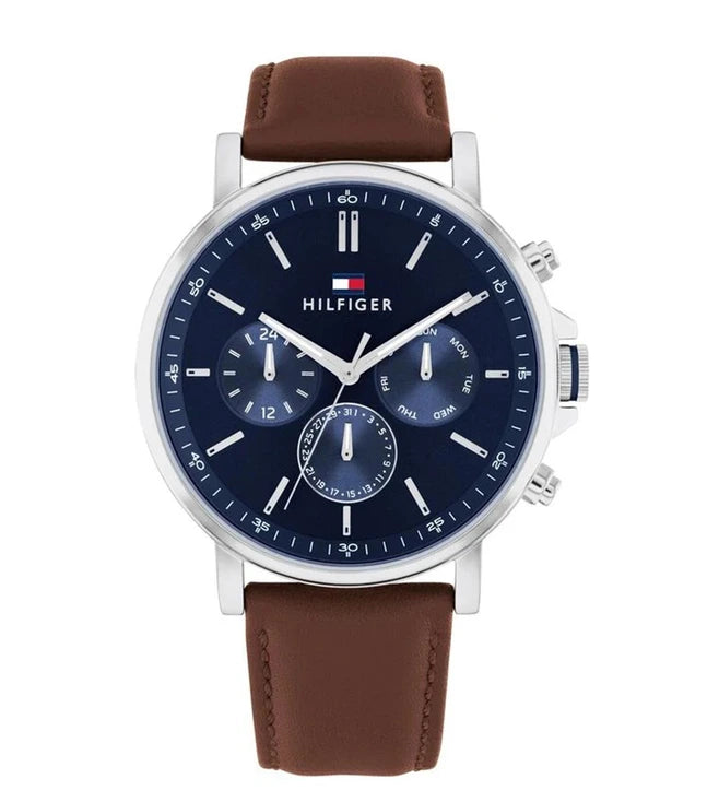 Tommy Hilfiger TH1710585 Tyson Men's Blue Dial Multifunction Brown Leather Watch