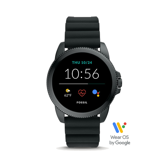 Fossil FTW4056 Men's Gen 5E Smartwatch Black AMOLED Display Black Stainless Steel Strap