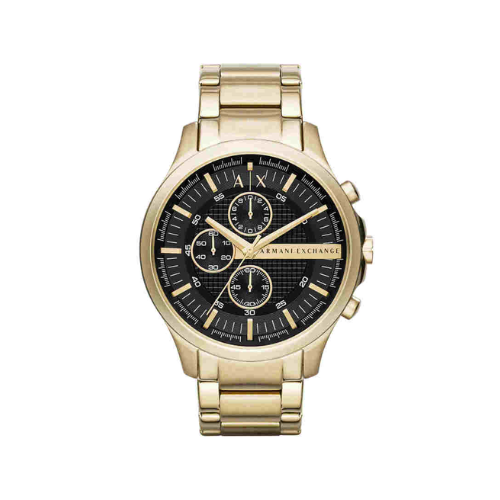Armani Exchange AX2137 Men's Quartz Chronograph Watch Black Brushed Dial Gold-Tone Stainless Steel Bracelet