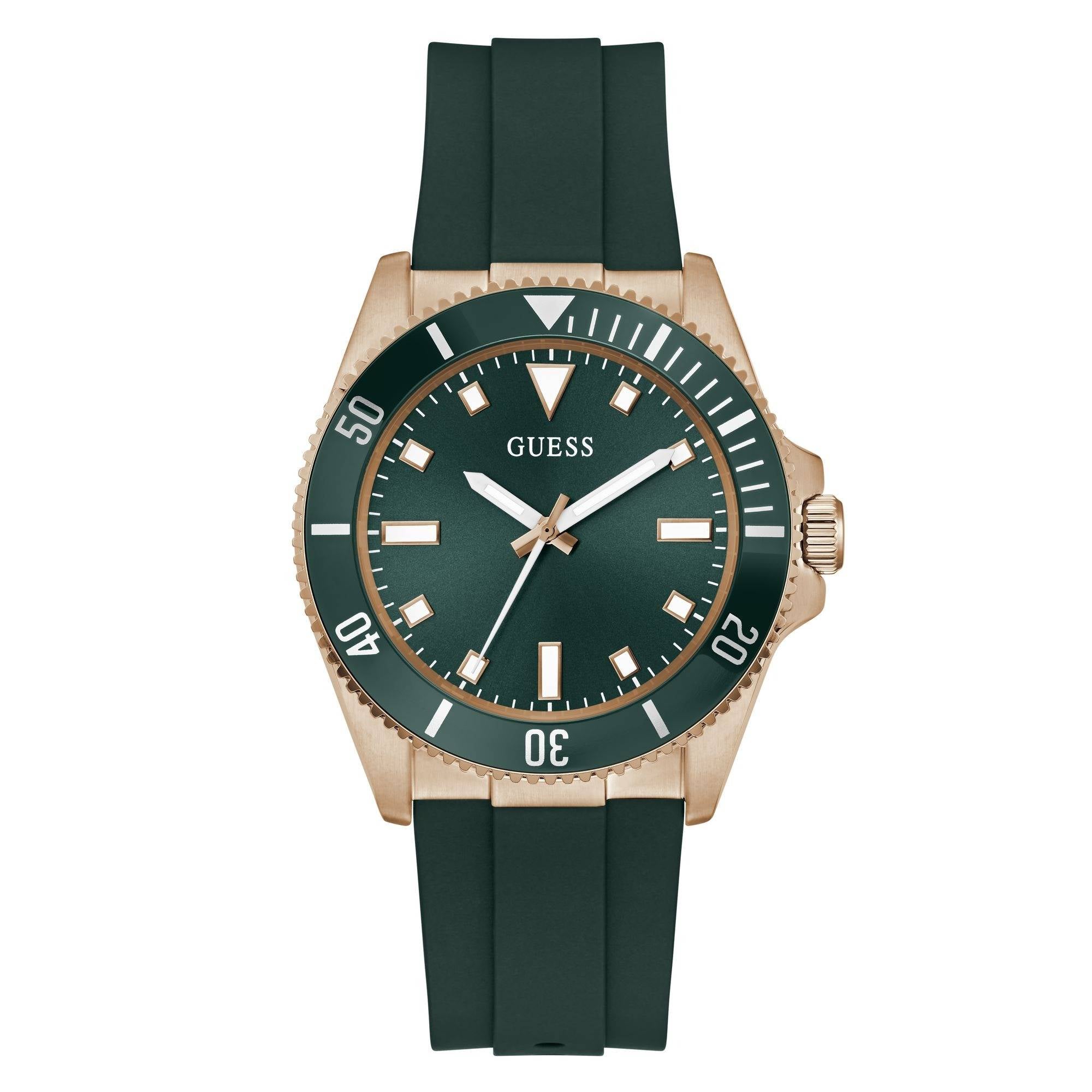 Guess GW0969G5 Men's Quartz Analog Watch Green Dial Green Silicone Strap